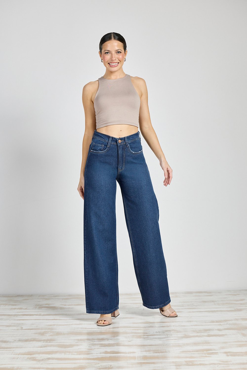 ART. 289 | WIDE LEG AZUL CLÁSICO BOLSILLO PULIDO RÍGIDO