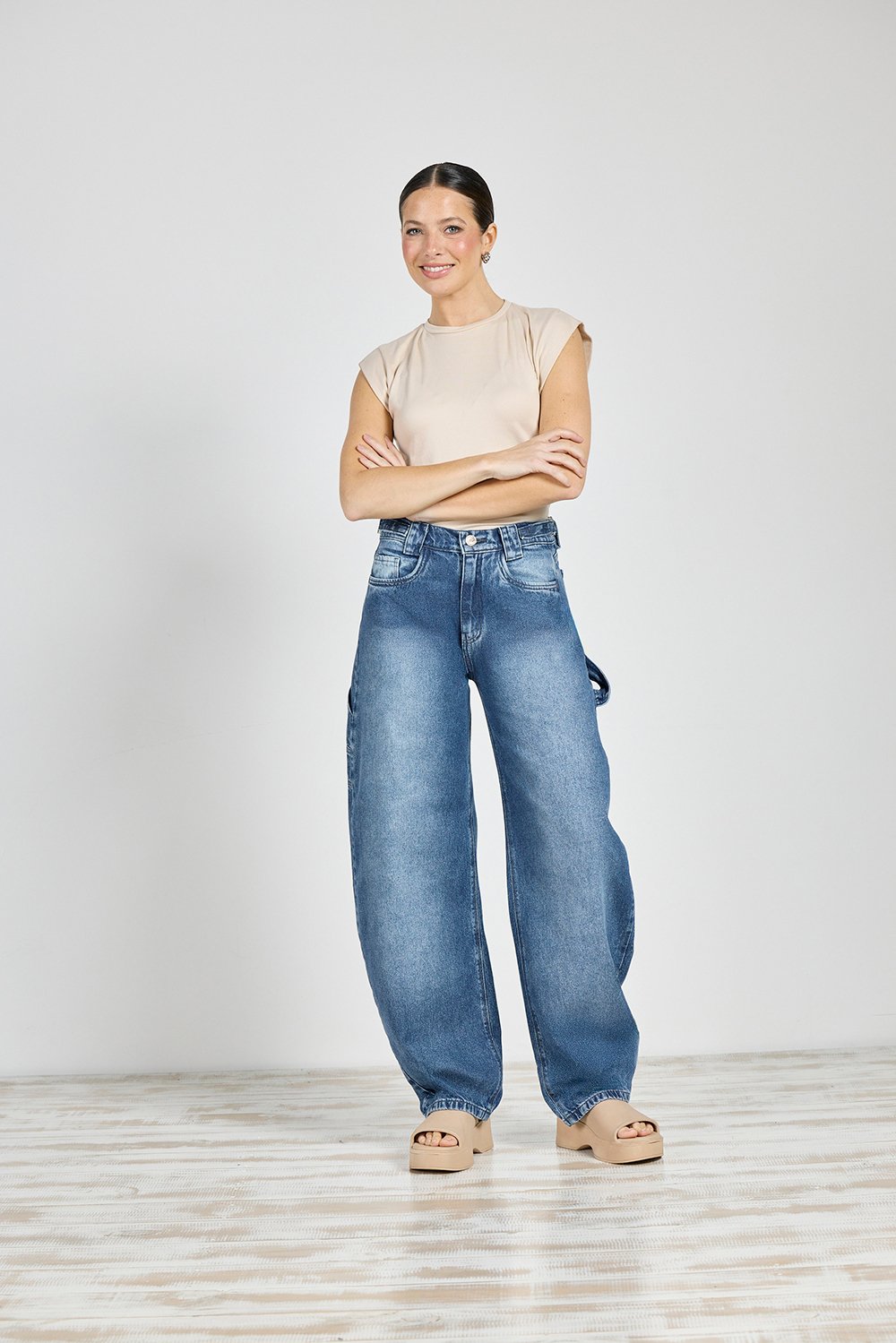 ART. 303 | JEANS BALLON AZUL CON HEBILLA RÍGIDO