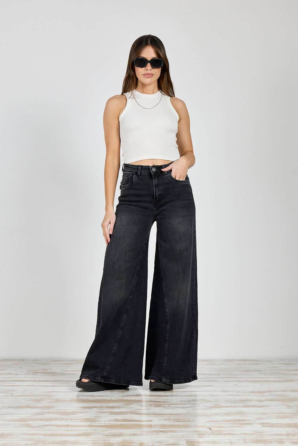 ART. 416 | MAXI BAGGY OVERSIZE CON RECORTE NEGRO DESTROYER ELASTIZADO
