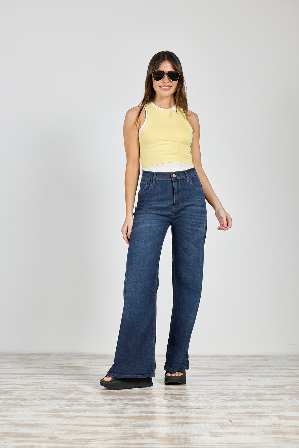 ART. 418 | WIDE LEG AZUL CLÁSICO ELASTIZADO