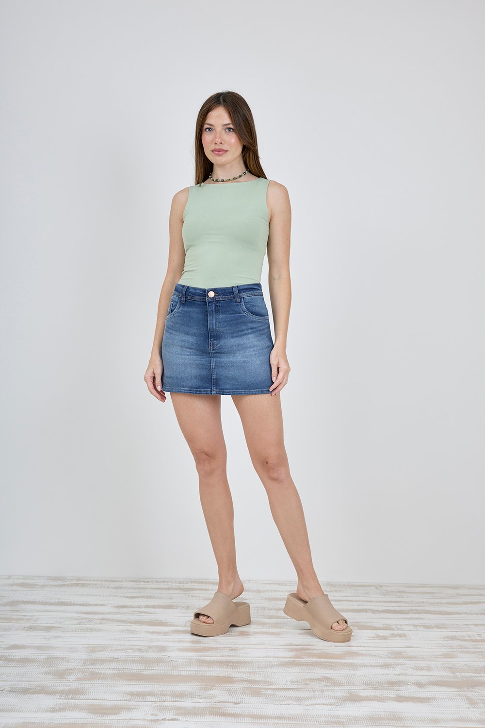 ART. C-109 | SHORT POLLERA AZUL ELASTIZADO