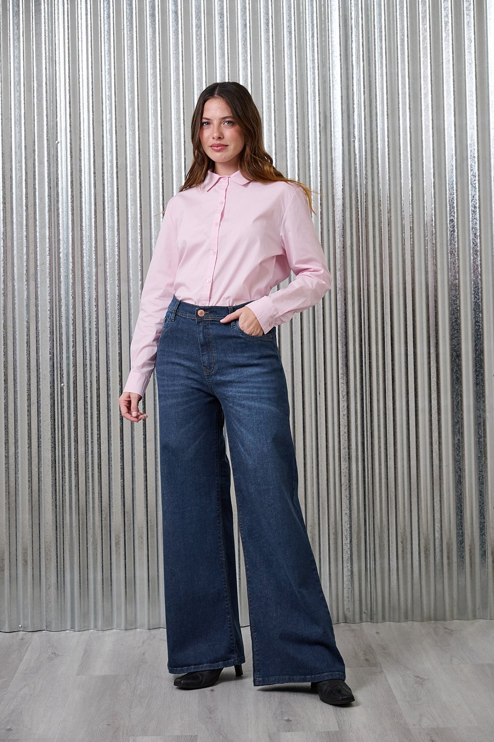ART. 418 | WIDE LEG AZUL CLÁSICO ELASTIZADO